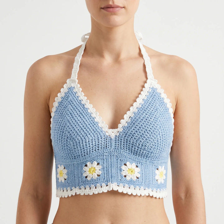 Crochet Halter Crop Top -  Eva