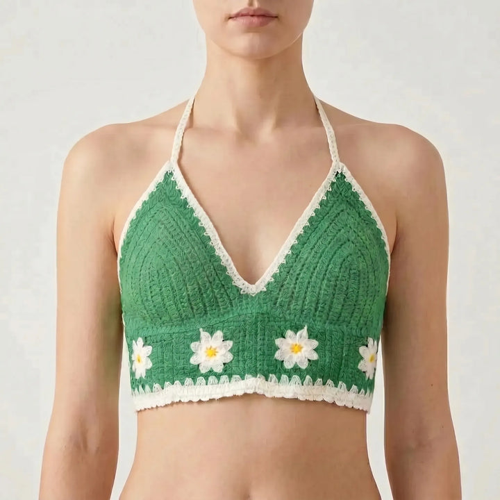 Crochet Halter Crop Top -  Eva