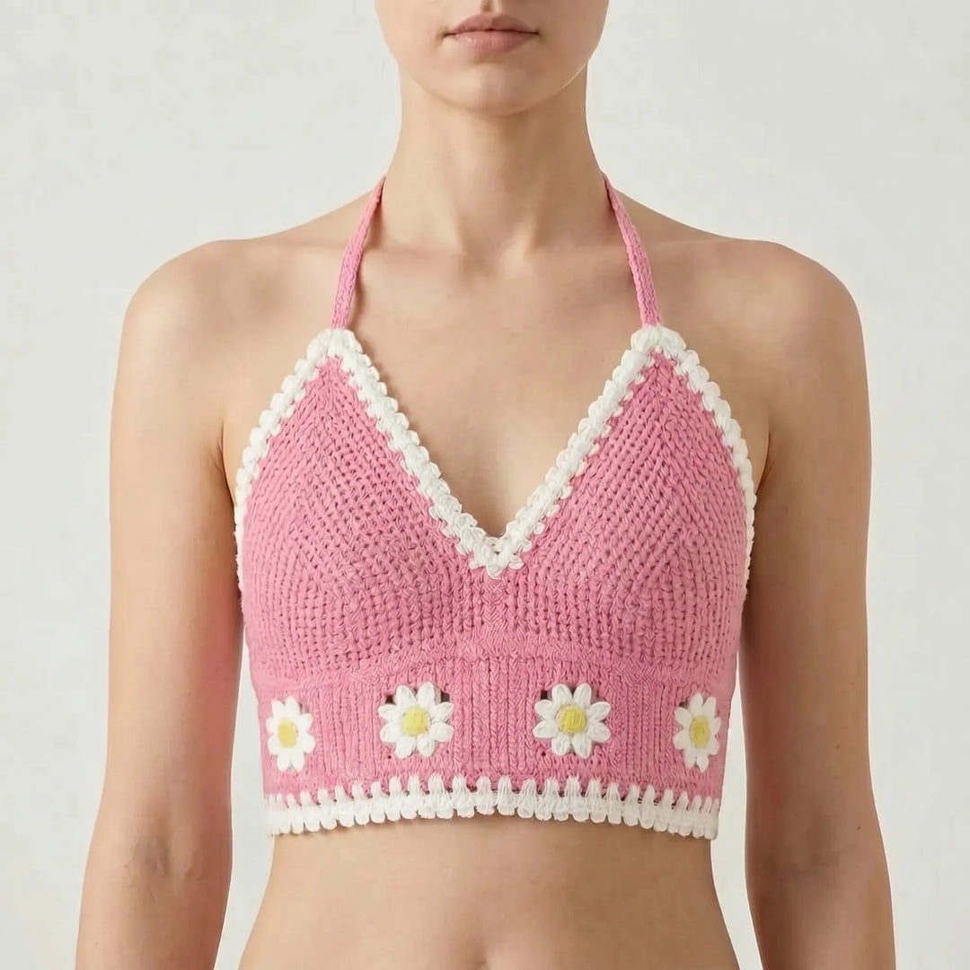 Crochet Halter Crop Top -  Eva