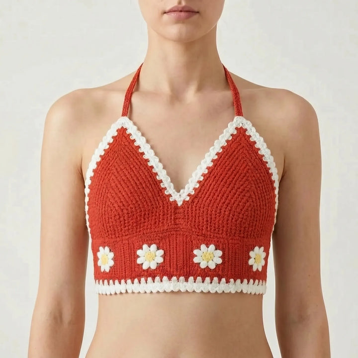 Crochet Halter Crop Top -  Eva