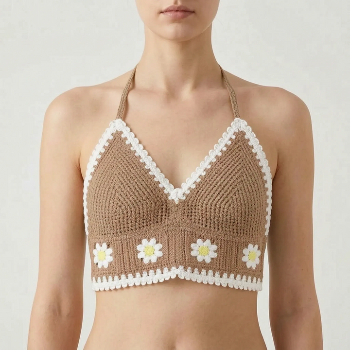 Crochet Halter Crop Top -  Eva