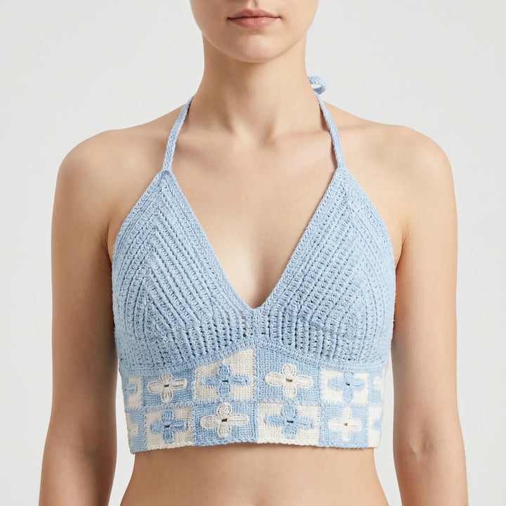 Crochet Halter Crop Top -  Eva