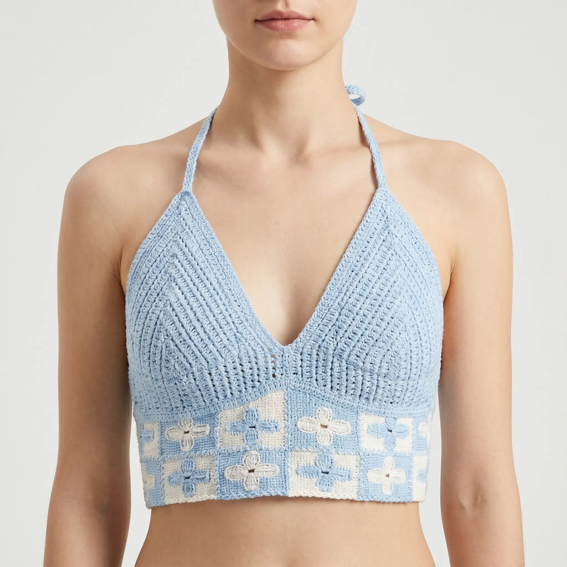 Crochet Halter Crop Top -  Eva
