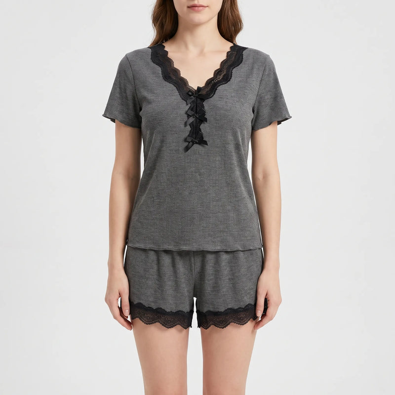 Cute Lace Pyjama Short Set - Darla