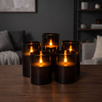 Cylindrical Dark Flameless Pillar Candles - Embera