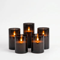 Cylindrical Dark Flameless Pillar Candles - Embera