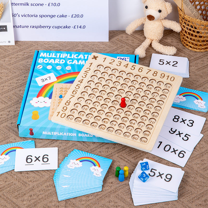 Wooden multiplication game for children with flashcards – Maximo