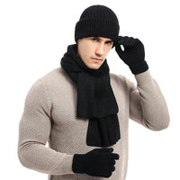 Dreiteiliges Gestricktes Winteraccessoire Set - WarmTrio