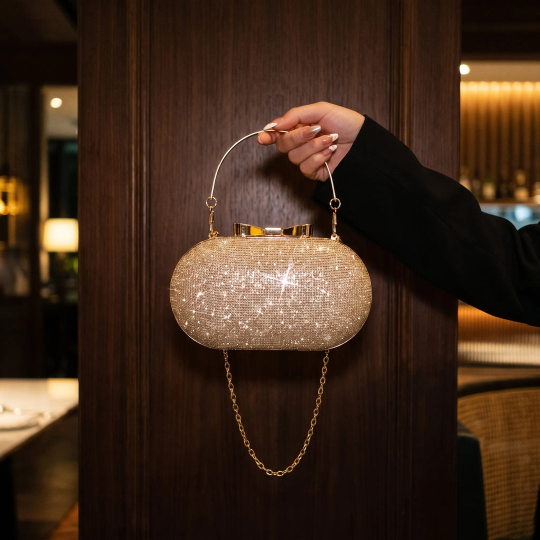 Embellished Oval Evening Clutch Bag - Auroza