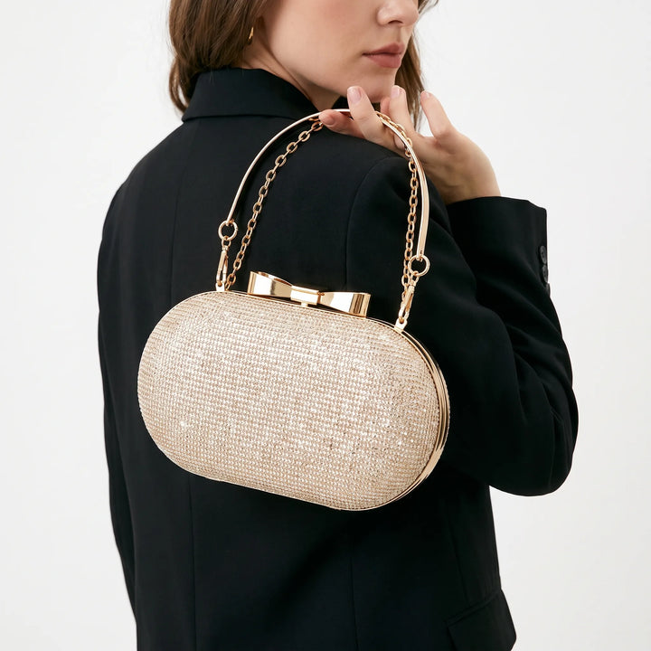 Embellished Oval Evening Clutch Bag - Auroza