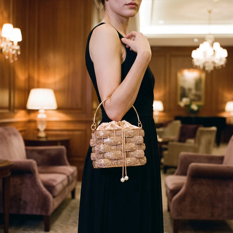 Embellished Woven Evening Bag - Zivara