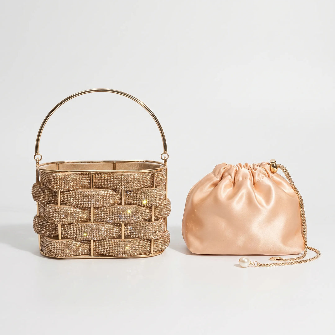 Embellished Woven Evening Bag - Zivara