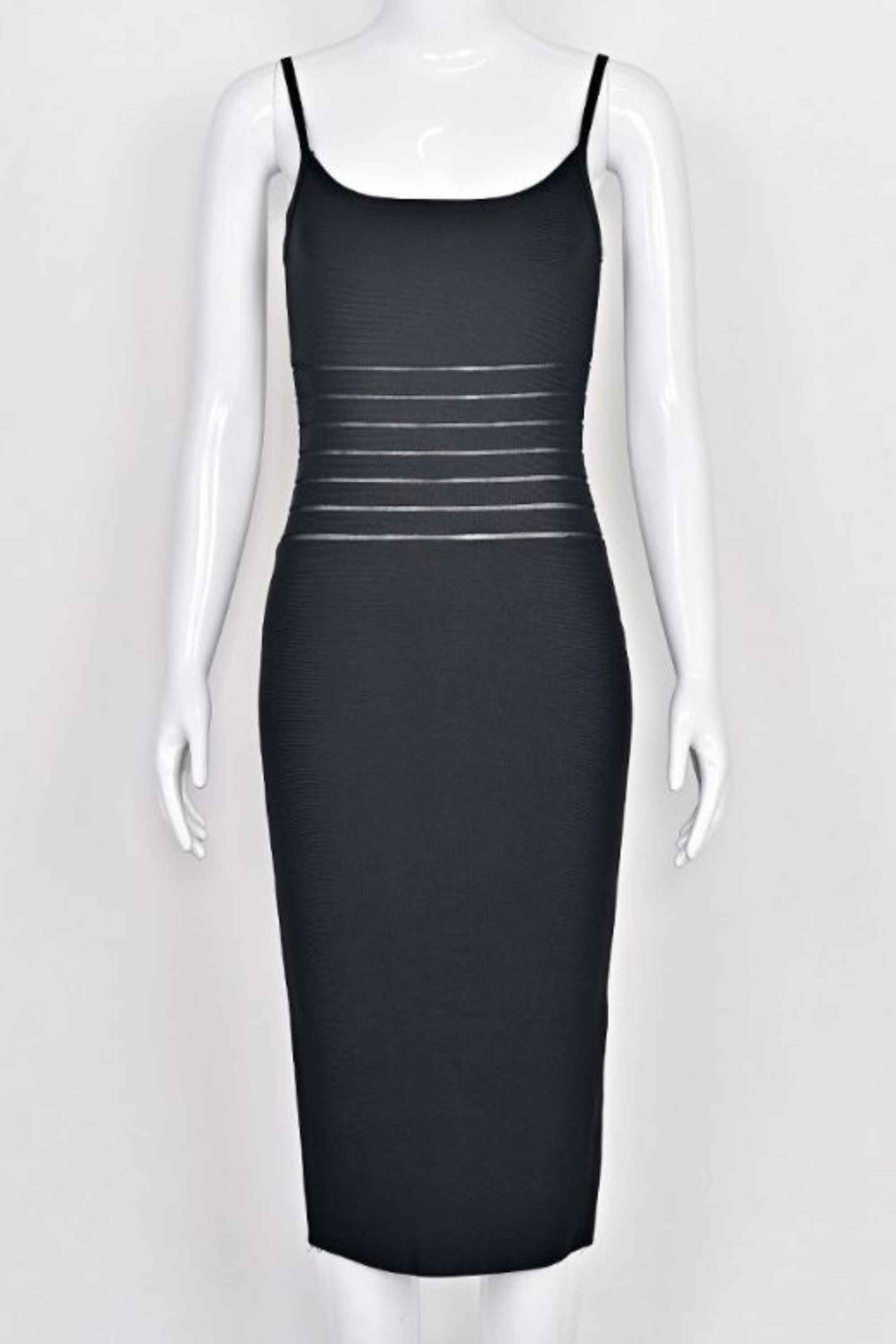 Fitted Black Bodycon Midi Dress - Gwendolyn