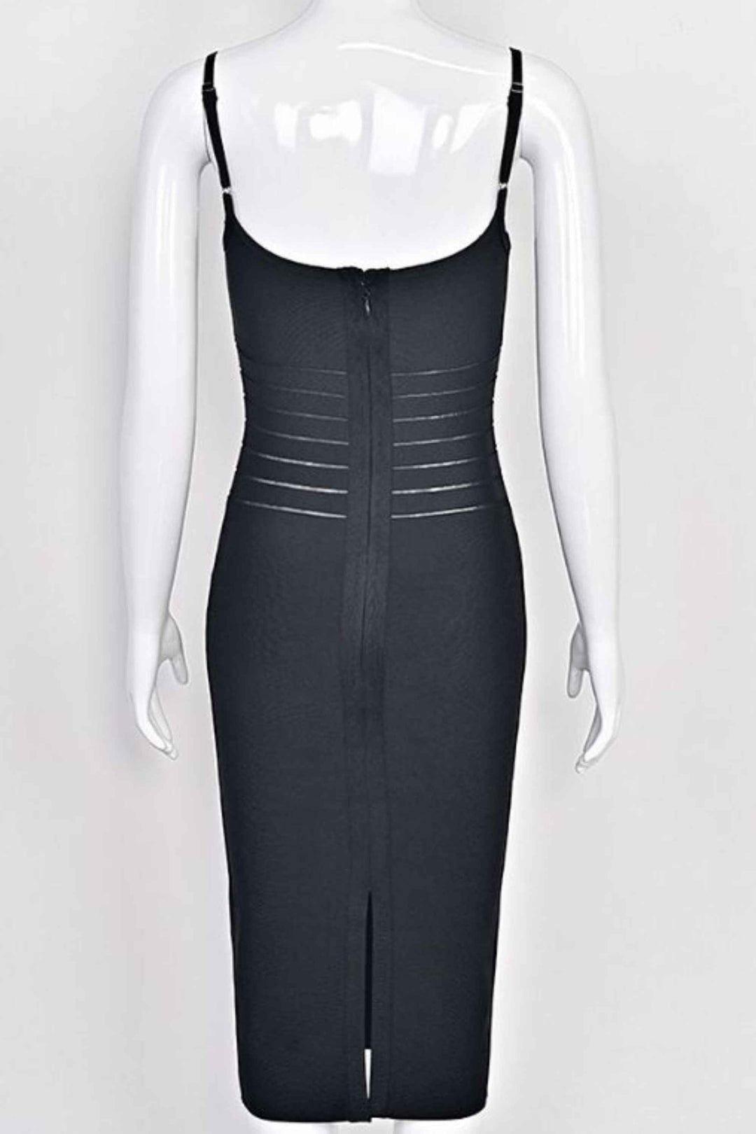 Fitted Black Bodycon Midi Dress - Gwendolyn