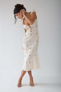 Fitted White Midi Dress - Krystal