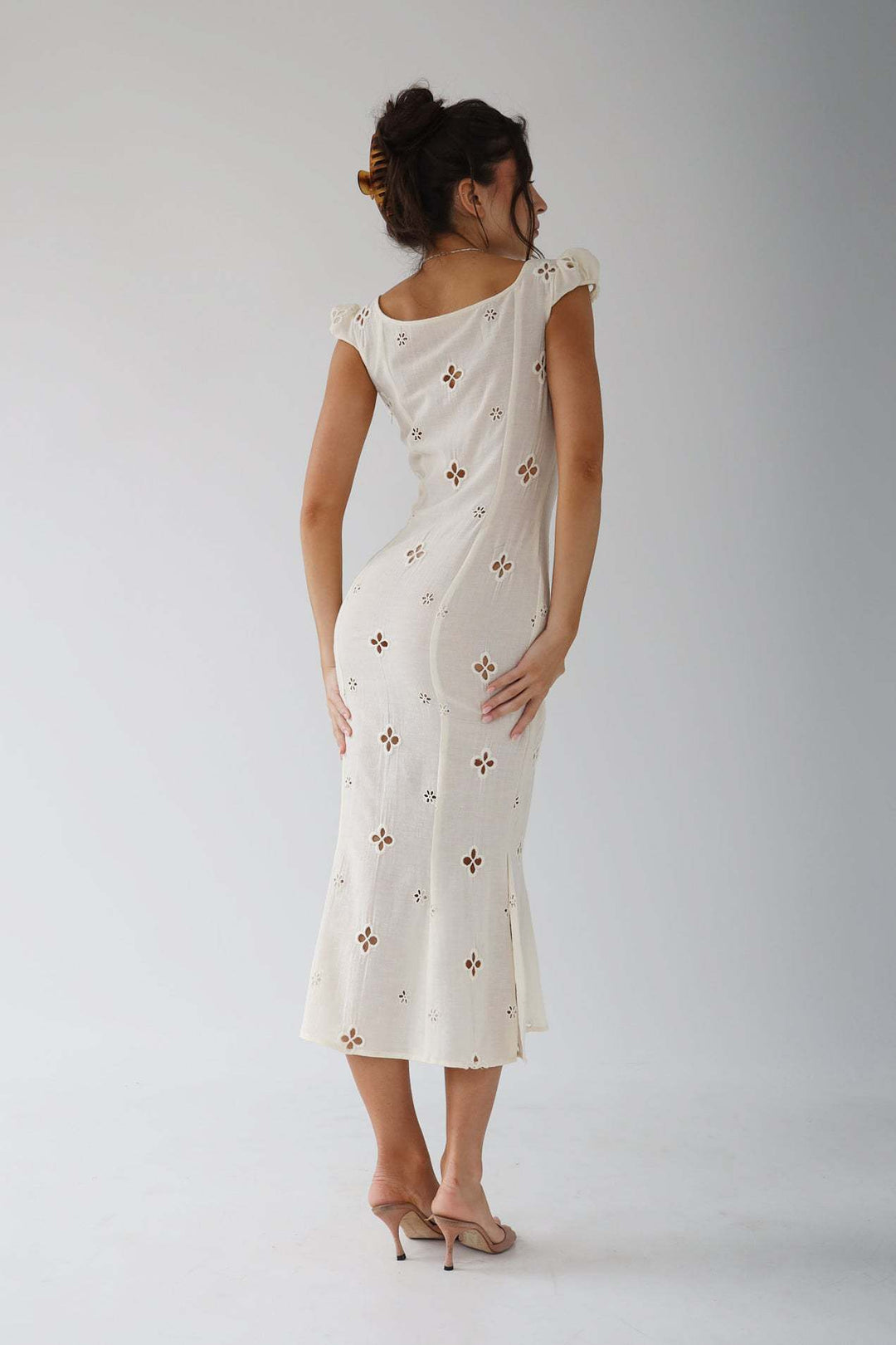 Fitted White Midi Dress - Krystal