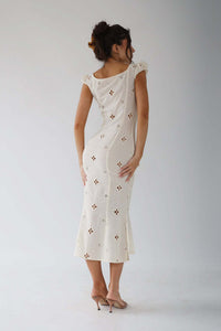 Fitted White Midi Dress - Krystal