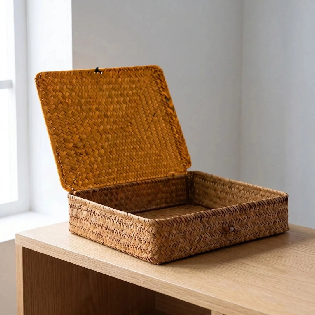 Flat Woven Rectangular Storage Basket - Weavestow