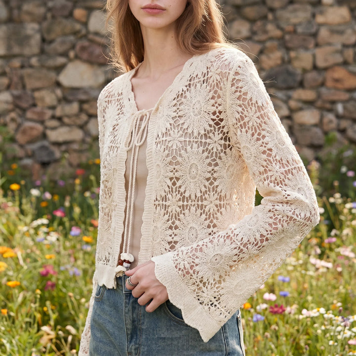 Floral Knit Cardigan -  Lila