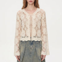 Floral Knit Cardigan -  Lila