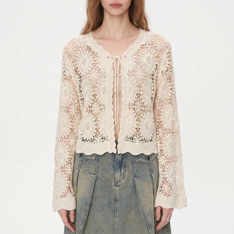 Floral Knit Cardigan -  Lila