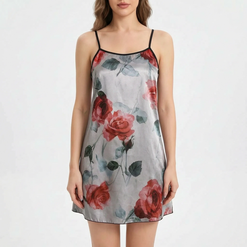Floral Print Mini Nightdress - Brandy