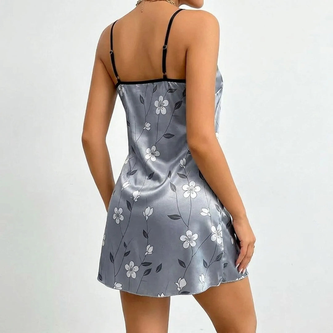 Floral Print Mini Nightdress - Brandy