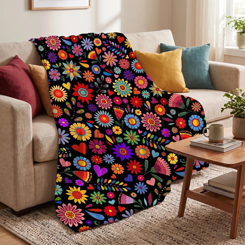 Floral Print Plush Throw Blanket - Snugolia