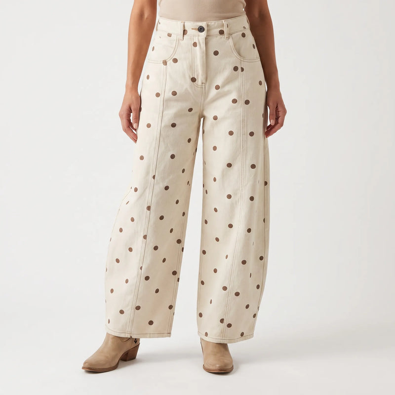 Gepunktete Barrel-Hose mit hohem Bund - Shawna