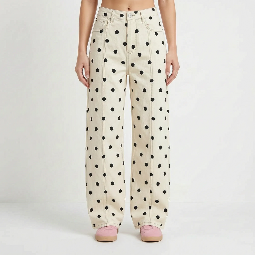 Gepunktete Barrel-Hose mit hohem Bund - Shawna