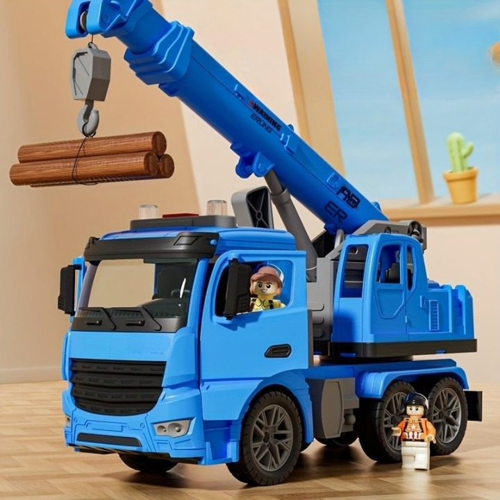 Toy crane lorry with lights and sounds – adjustable boom for role-play on the building site