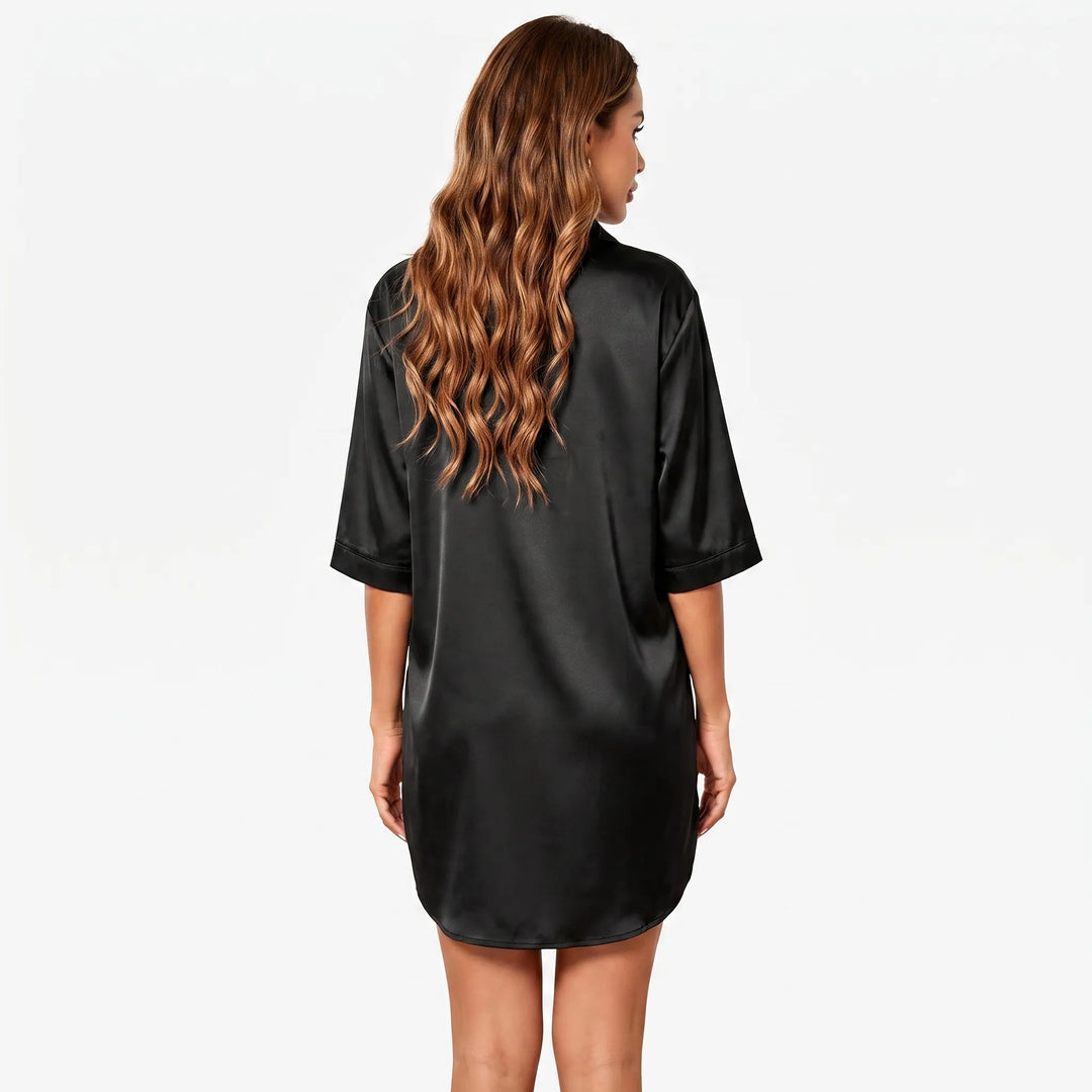 Glossy Button-Up Mini Nightshirt - Stacey