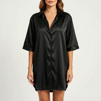 Glossy Button-Up Mini Nightshirt - Stacey