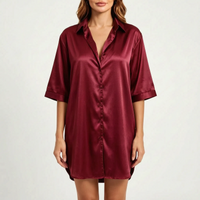 Glossy Button-Up Mini Nightshirt - Stacey