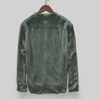 Linen Men's Shirt with Mandarin Collar and Long Sleeves – Elian