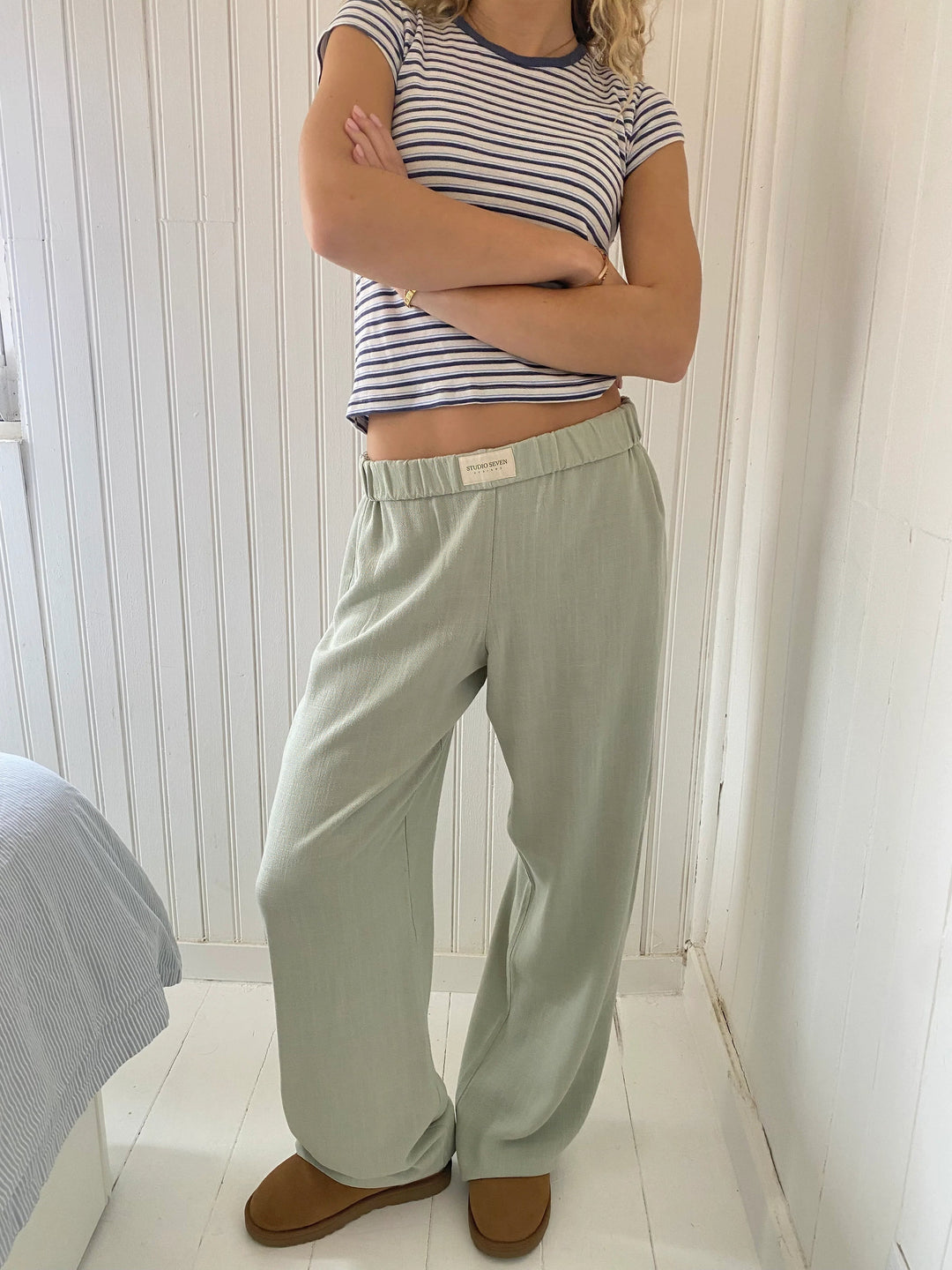 Ladies' lounge trousers with a stripe pattern – Elvira