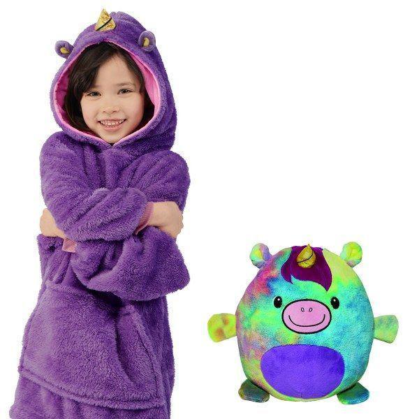 Children's winter hoodie with reversible plush-animal feature – Momo Snowflake Edition