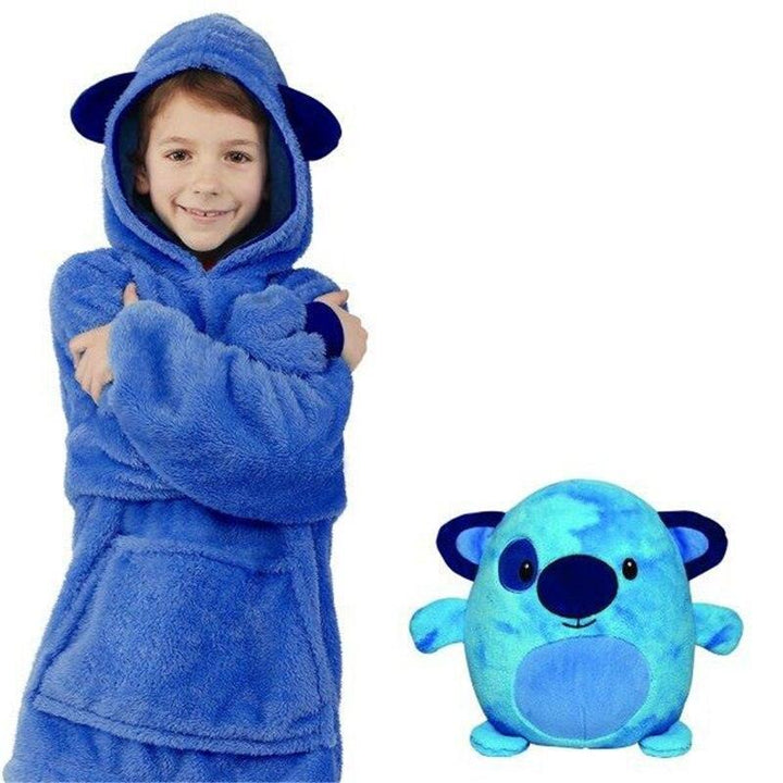 Children's winter hoodie with reversible plush-animal feature – Momo Snowflake Edition