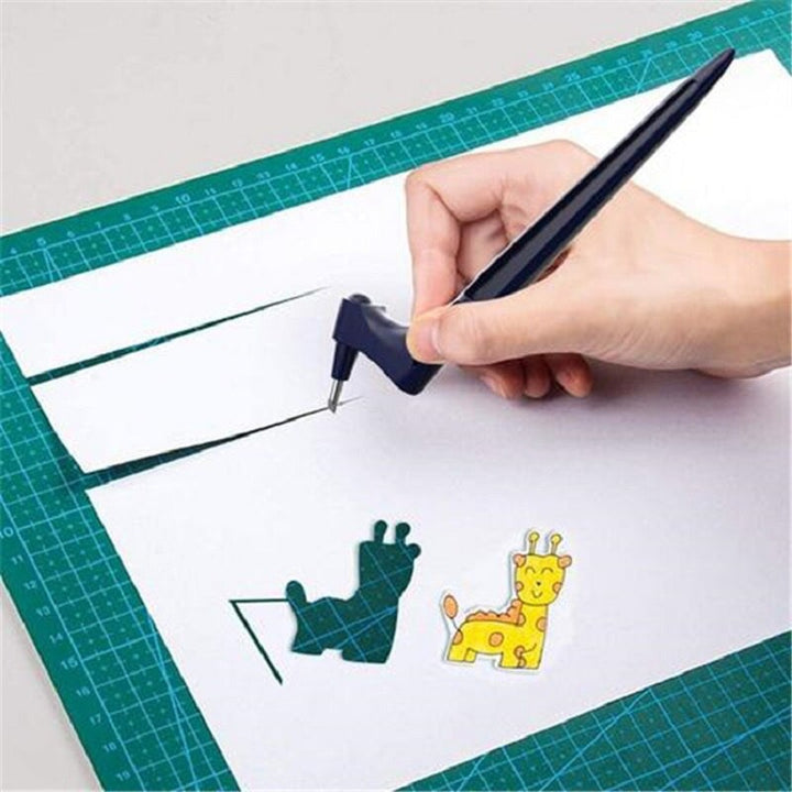 360° crafting and cutting tool with a rotating precision blade.