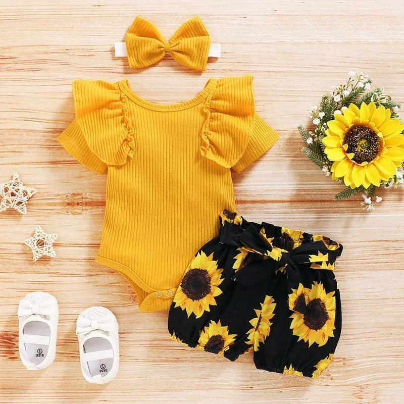 2-piece baby outfit with sunflower print – SonnenLächeln