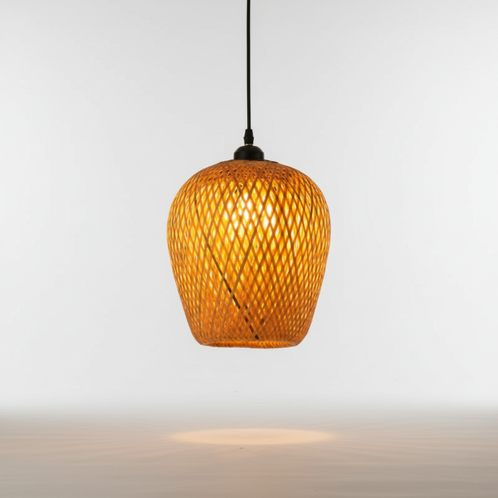 Handgewebte Rattan Hängelampe - WovenGlow