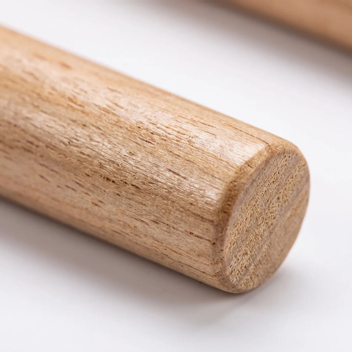 Close-up of one natural wooden perch end, showing the pale grain and smooth rounded finish. 3