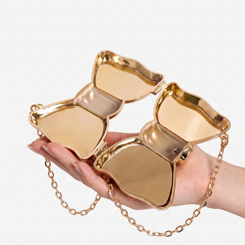 Hard-Shell Bow Silhouette Evening Clutch Bag - Lumiknot