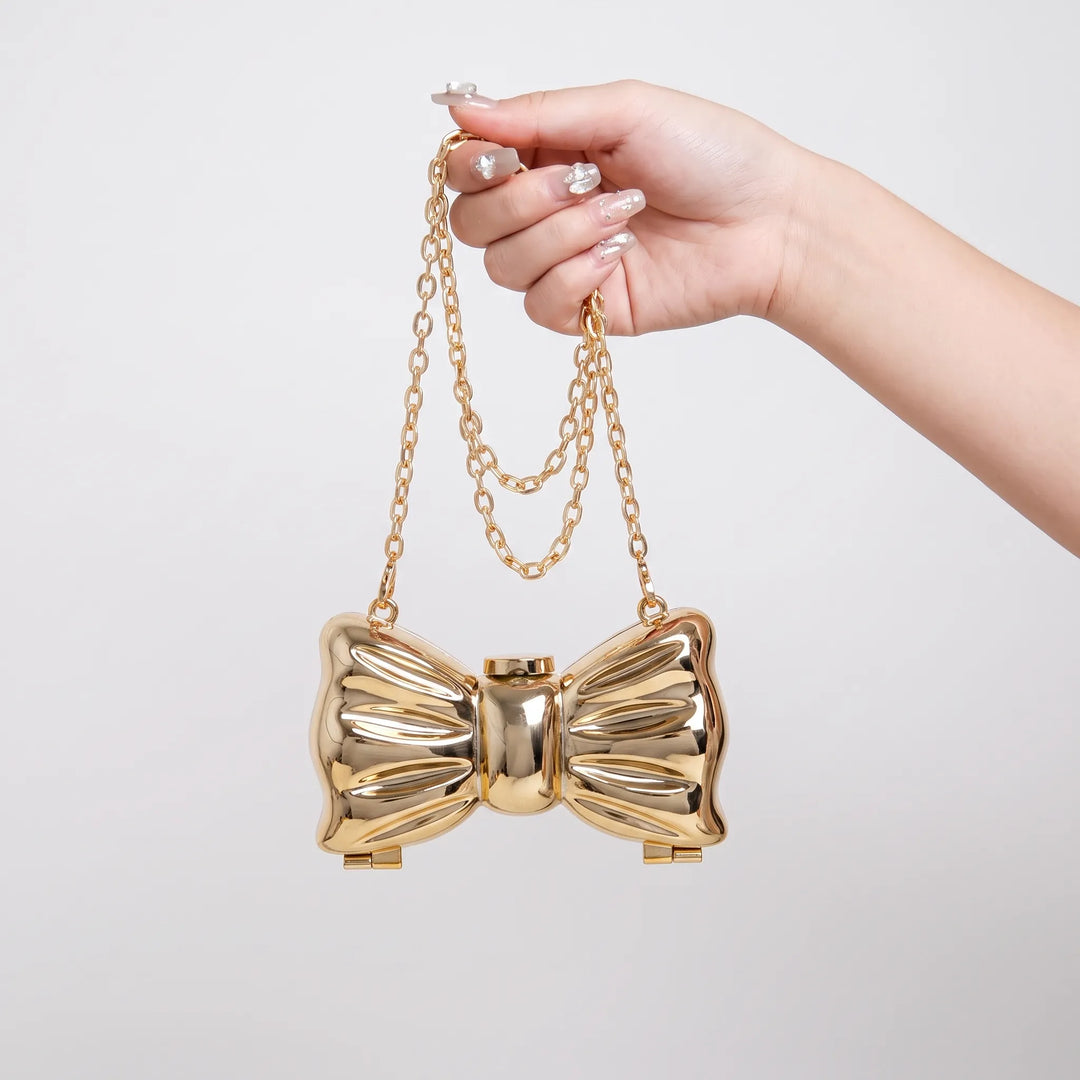 Hard-Shell Bow Silhouette Evening Clutch Bag - Lumiknot