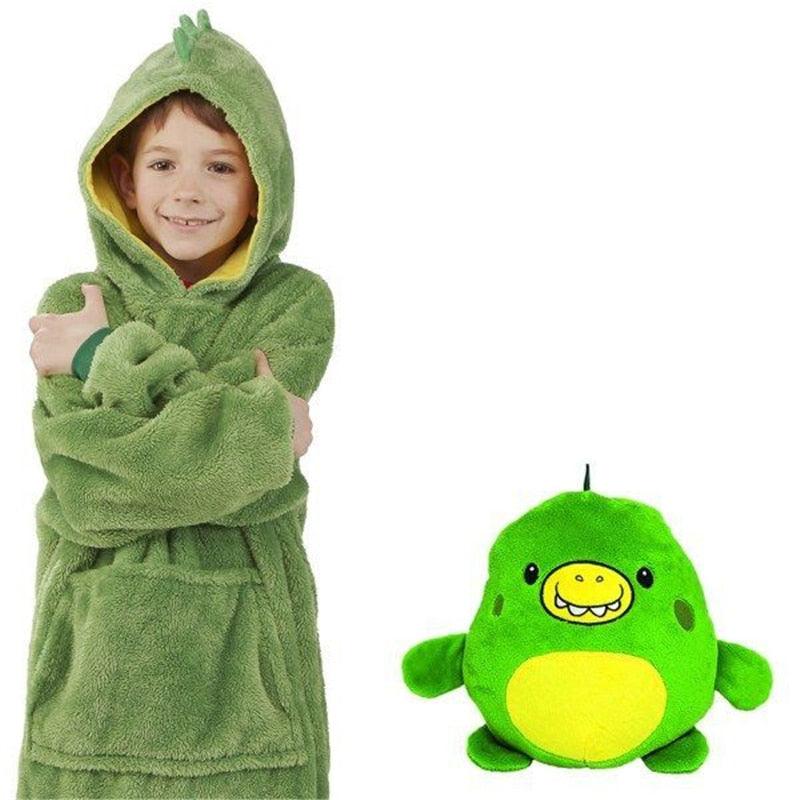 Children's winter hoodie with reversible plush-animal feature – Momo Snowflake Edition
