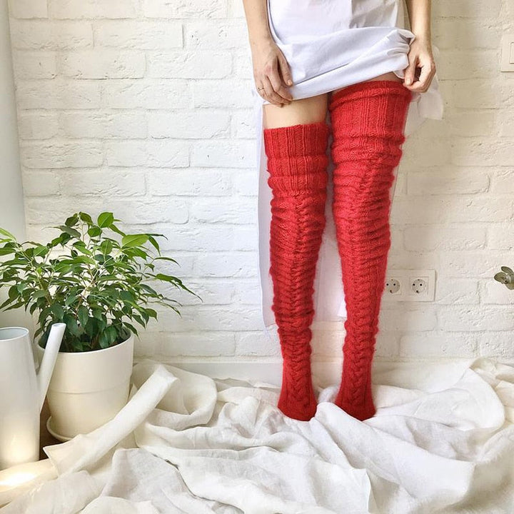 Ladies Over-Knee Knitted Socks – Aurora