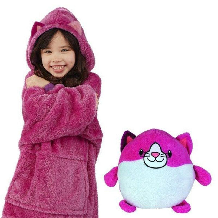 Children's winter hoodie with reversible plush-animal feature – Momo Snowflake Edition