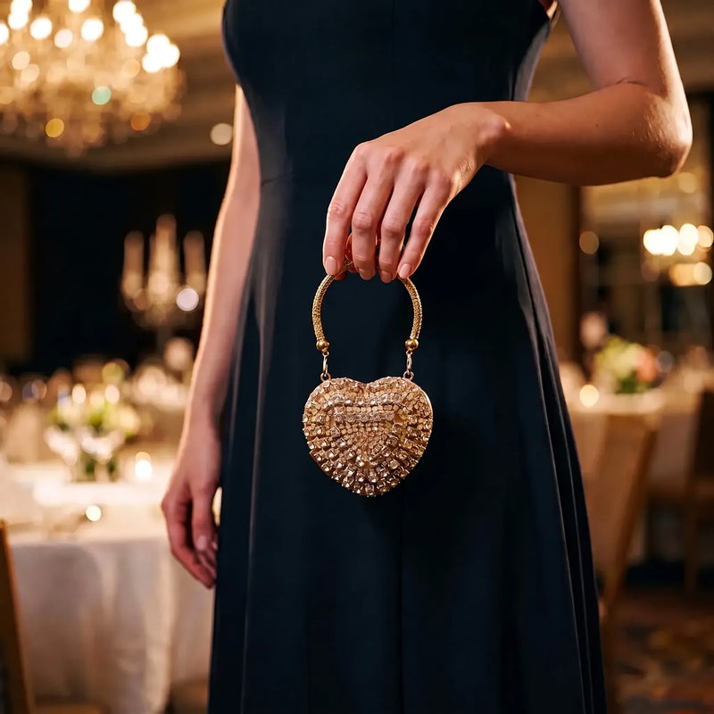 Heart-Shaped Evening Clutch Bag - Amavina