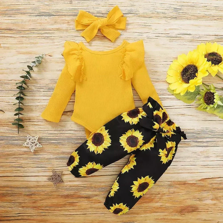 2-piece baby outfit with sunflower print – SonnenLächeln