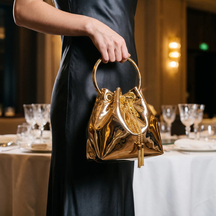 High-Shine Evening Bucket Bag - Gleamia